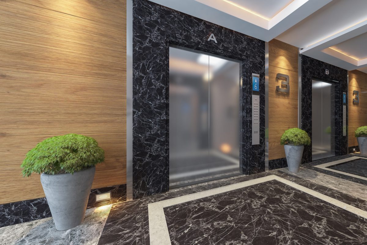 modern metal elevator design idea 3d rendering.